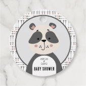 Minimal Panda Arrow Neutral Baby Shower フェイバータグ (正面)