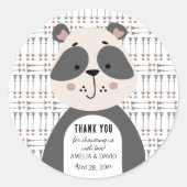Minimal Panda Arrow Neutral Baby Shower Thank You ラウンドシール (正面)