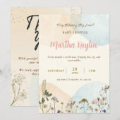 Minimal Pastel Baby Shower Invitation 招待状 (正面/裏面)