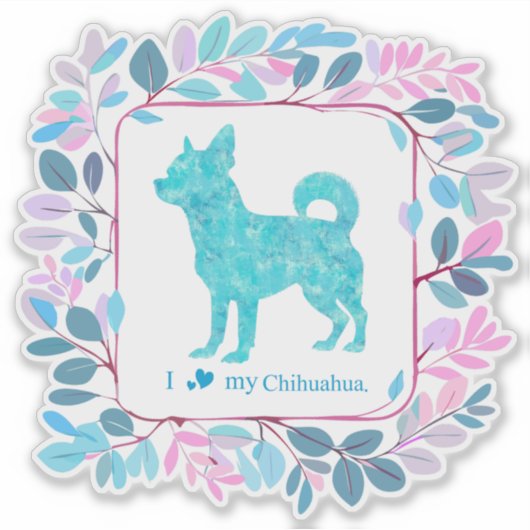 Minimal Pastel blue chihuahua Silhouette sticker シール (正面)