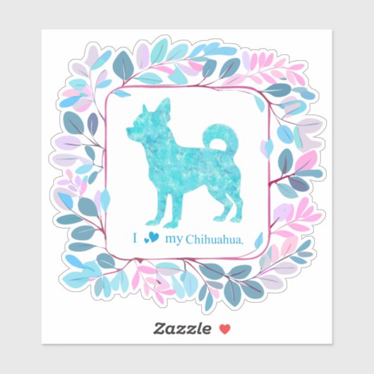 Minimal Pastel blue chihuahua Silhouette sticker シール (シート)
