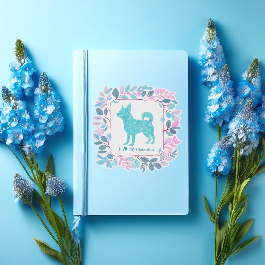 Minimal Pastel blue chihuahua Silhouette sticker シール