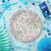 Minimal Pastel Boho Botanical Paper Plate ペーパープレート (パーティー)