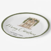 Minimal Pastel Christmas Custom Family Name Paper  ペーパープレート (アングル)