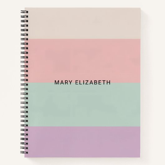 Minimal Pastel Color Block Personalized Notebook ノートブック (正面)