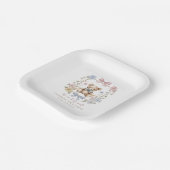 Minimal Pastel Floral Teddy Bear Baby Shower  ペーパープレート (傾斜あり)