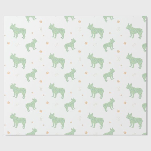 Minimal pastel mint french bulldog wrapping paper ラッピングペーパー (フラット)