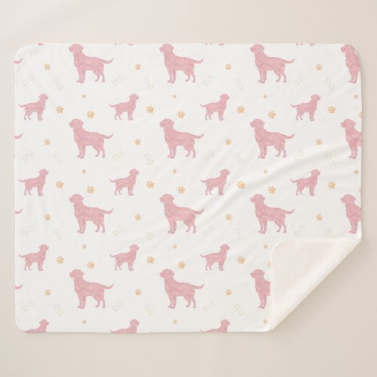 Minimal Pastel pink Labrador Retriever Blanket シェルパブランケット (正面(横))
