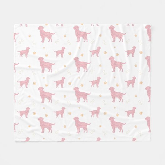 Minimal Pastel pink Labrador Retriever Blanket  フリースブランケット (正面(横))