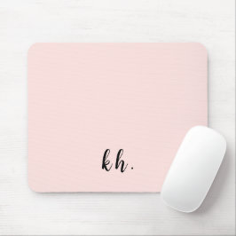 Minimal Pastel Pink Monogram Initials マウスパッド