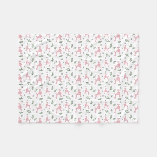 Minimal Pastel Pink poodle Silhouette Blanket フリースブランケット (正面(横))