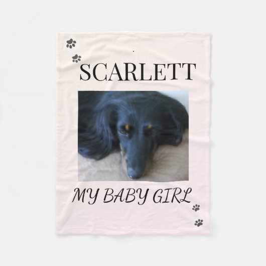 Minimal Paw Print Pet Photo フリースブランケット (正面)