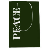 Minimal PEACE | Forest Green Holiday ミディアムペーパーバッグ (正面)