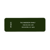 Minimal PEACE | Forest Green Holiday Address Label ラベル (正面)