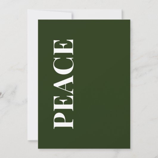Minimal PEACE | Forest Green Holiday Greeting Card シーズンカード (正面)