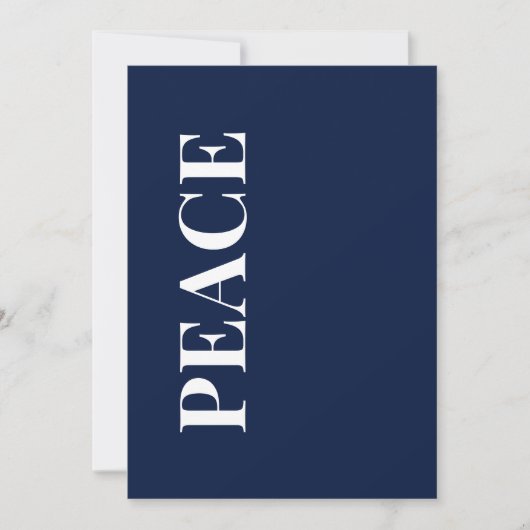 Minimal PEACE | Navy Blue Holiday Greeting Card シーズンカード (正面)