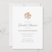 Minimal Peach Floral Bridal Shower Elegant Script 招待状 (正面)