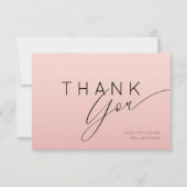 Minimal Peachy Pink Ombre Thank You Bridal Shower  サンキューカード (正面)