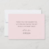 Minimal Peachy Pink Ombre Thank You Bridal Shower  サンキューカード (裏面)