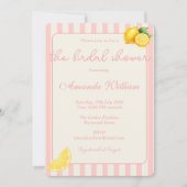 Minimal Peachy Stripes Lemons bridal Shower 招待状 (正面)