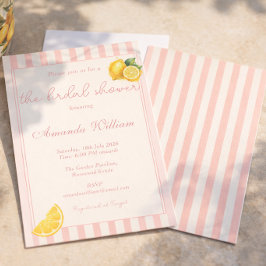 Minimal Peachy Stripes Lemons bridal Shower 招待状