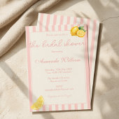 Minimal Peachy Stripes Lemons bridal Shower 招待状
