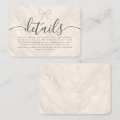 Minimal Pearl Bow Champagne Wedding Details エンクロージャーカード (正面/裏面)