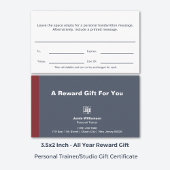 Minimal Personal Trainer Reward Gift Certificate ロイヤリティカード