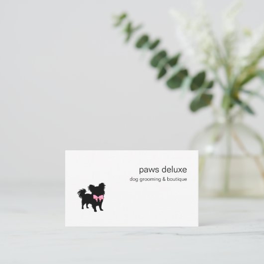 Minimal Pet Silhouette Dog Grooming 名刺 (スタンド正面)