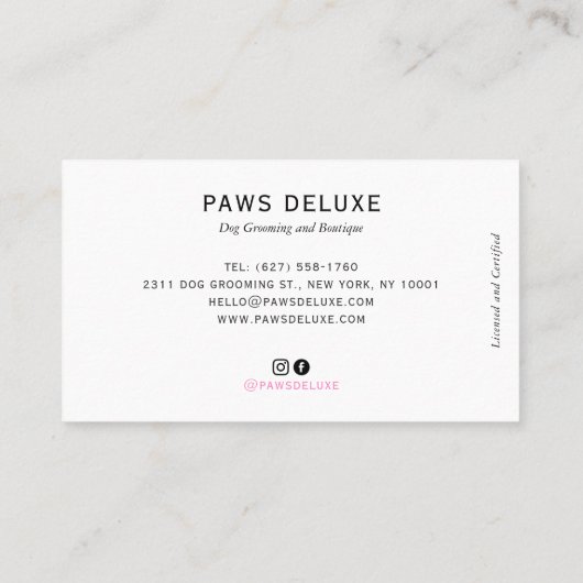 Minimal Pet Silhouette Dog Grooming 名刺 (裏面)