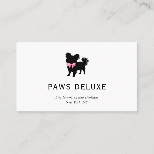 Minimal Pet Silhouette Dog Grooming 名刺 (正面)