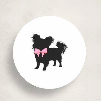 Minimal Pet Silhouette Dog Grooming Classic ラウンドシール