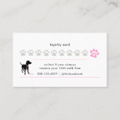 Minimal Pet Silhouette Dog Walker Reward ロイヤリティカード (裏面)