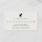 Minimal Pet Silhouette Dog Walker Reward ロイヤリティカード (裏面)