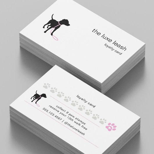 Minimal Pet Silhouette Dog Walker Reward ロイヤリティカード