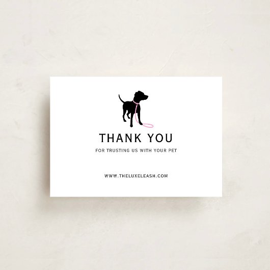 Minimal Pet Silhouette Dog Walking QR Code サンキューカード
