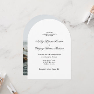 Minimal Photo Arch Shaped Wedding Invitation 招待状