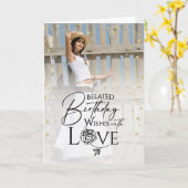 Minimal Photo Belated Birthday Keepsake Anyone  カード (黄色い花)