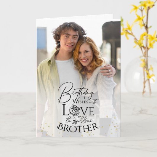 Minimal Photo Birthday Keepsake Brother カード (黄色い花)
