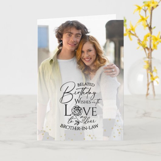 Minimal Photo Birthday Keepsake Brother-in-law カード (黄色い花)