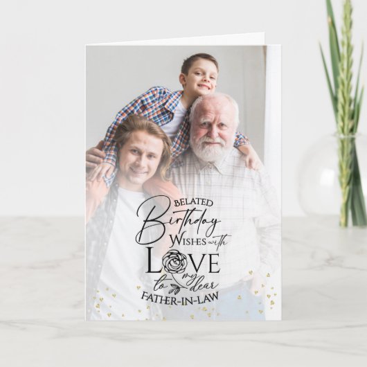 Minimal Photo Birthday Keepsake Father-in-law カード (正面)