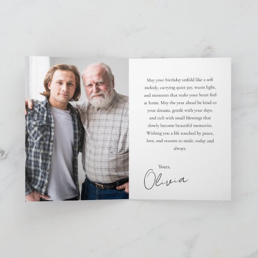 Minimal Photo Birthday Keepsake Father-in-law カード (内部)
