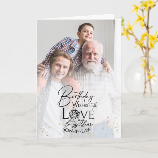 Minimal Photo Birthday Keepsake Son-in-law カード (黄色い花)