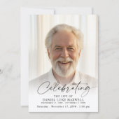 Minimal Photo Celebration of Life Funeral Memorial 招待状 (正面)