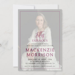 Minimal Photo Fifty and Fabulous Birthday Party 招待状