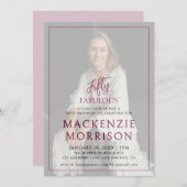 Minimal Photo Fifty and Fabulous Birthday Party 招待状 (正面/裏面)