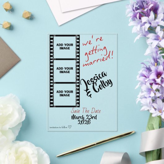 Minimal Photo Save the Date Custom Modern アクリル招待状 (インサイチュ (ウェディング))