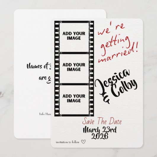 Minimal Photo Save the Date Custom Modern セーブザデート (正面/裏面)