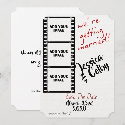 Minimal Photo Save the Date Custom Modern セーブザデート (正面/裏面)