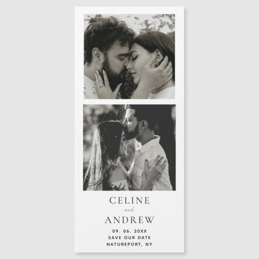 Minimal Photo Strip Magnetic Wedding Save The Date (正面)
